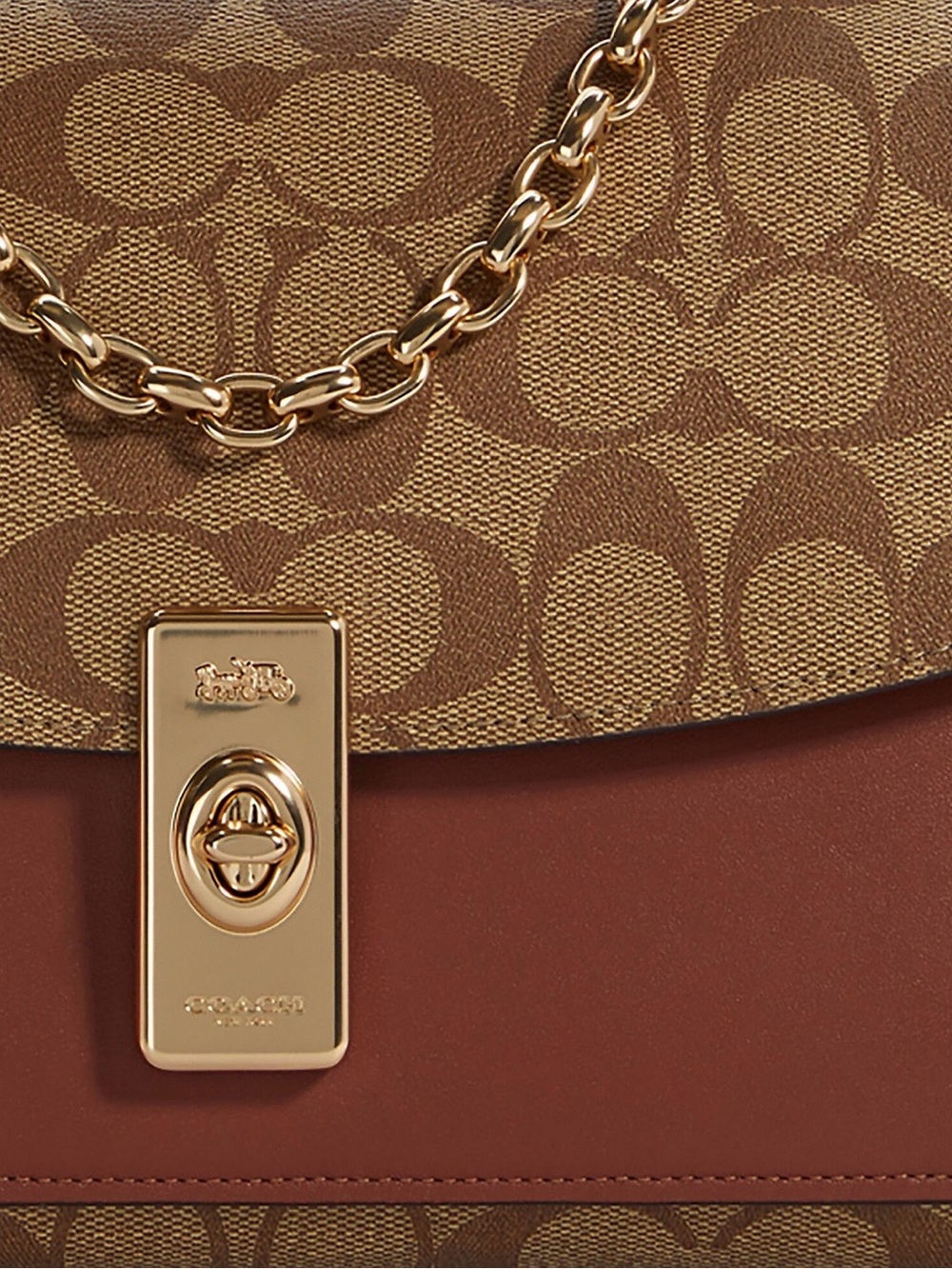 Coach Brown Signature Canvas and Burgundy Leather Shoulder Bag - Picture 3 of 3